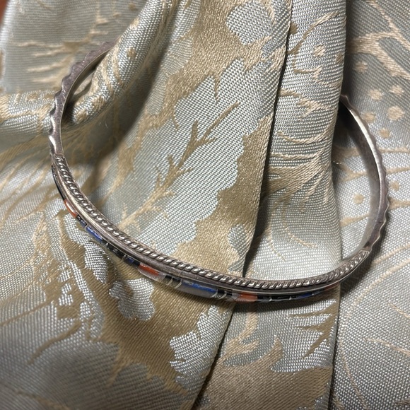 Native American Indian Turquoise bracelet red white blue and black - Picture 3 of 5